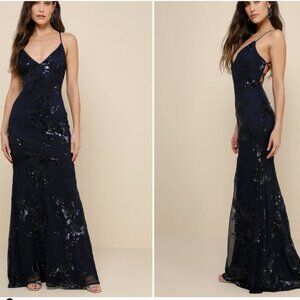 Lulu's Navy Sequin Maxi Dress